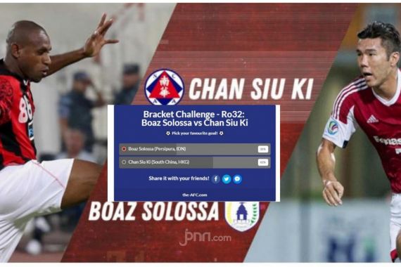 Boaz Solossa dan Chan Siu Ki Bertarung dalam Gol Terbaik Piala AFC - JPNN.COM