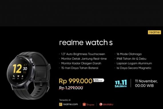Intip Pembaruan di Realme Watch S, Ada Harga Spesial Selama 11.11 Salebration - JPNN.COM