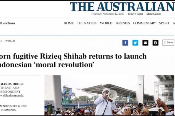 Kata Berbagai Media Asing soal Habib Rizieq Pulang, Judul The Australian... - JPNN.COM
