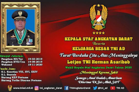 Berita Duka, Wakasad Letjen TNI Herman Asaribab Meninggal Dunia - JPNN.COM
