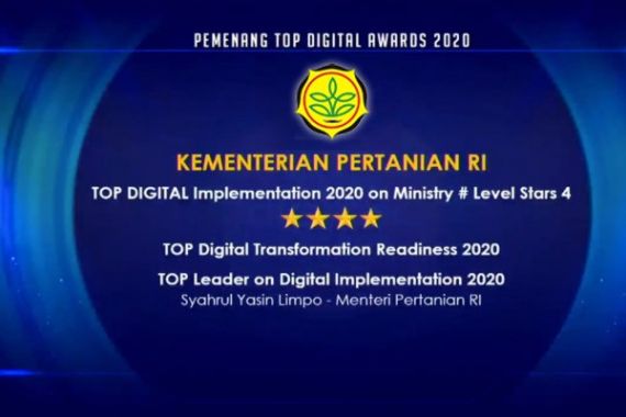 Lagi, Kementan Dianugerahi Penghargaan dari Top Digital Award 2020 - JPNN.COM