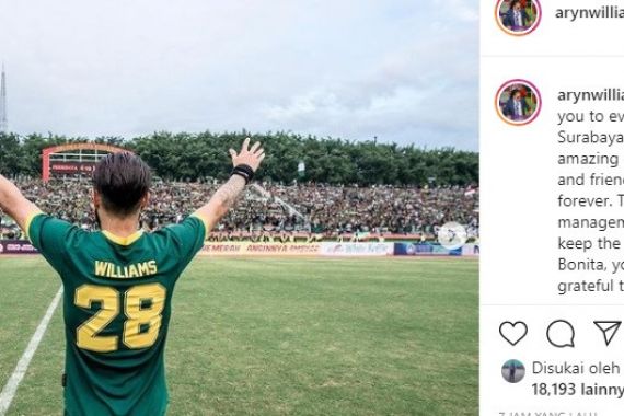 Inilah Kalimat Perpisahan Aryn Williams untuk Persebaya - JPNN.COM