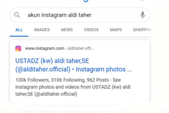 Lihat nih, Aldi Taher Sempat Ganti Nama Akunnya di Instagram jadi Ustaz KW - JPNN.COM