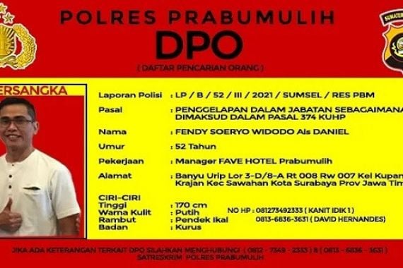 Fendy Soeryo Widodo Ditetapkan sebagai DPO, Bagi yang Melihat Tolong Lapor ke Sini - JPNN.COM