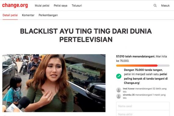 Puluhan Ribu Warganet Teken Petisi Daring Boikot Ayu Ting Ting, Siapa Mau Ikut? - JPNN.COM