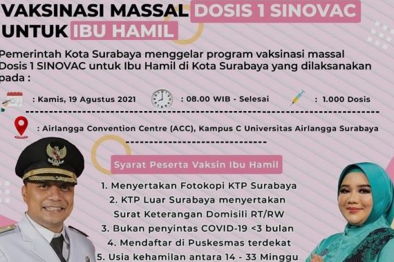 Besok, Pemkot Surabaya Vaksin Ibu Hamil Sebanyak 1.000 Dosis - JPNN.COM