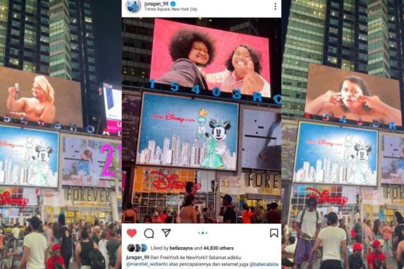 Usai Dihujat, Babe dan Marshel Mejeng di Times Square New York - JPNN.COM