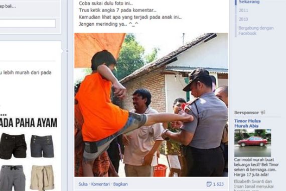 Foto Bocah Tendang Polisi Beredar di FB - JPNN.COM
