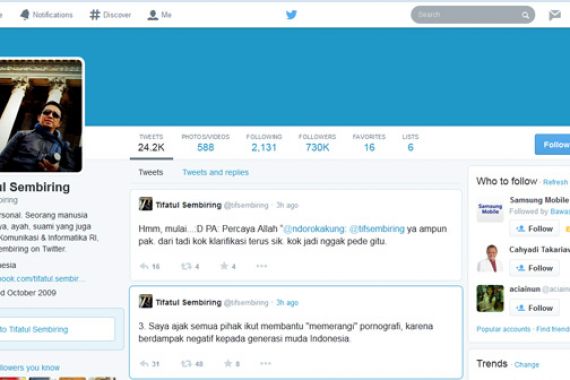 Salah Pencet di Twitter, Menteri Tifatul Dicerca - JPNN.COM