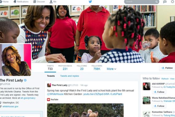 Twitter Ubah Desain Profil Milik Michelle Obama - JPNN.COM