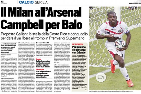 AC Milan ke Arsenal: Joel Campbell Untuk Balotelli - JPNN.COM