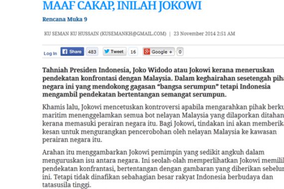 Ini Laporan Media Malaysia yang Menyerang Jokowi - JPNN.COM