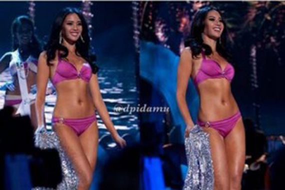 Seksinya Elvira Devinamira Berbikini Merah Muda di Miss Universe 2015 - JPNN.COM