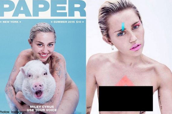 Miley Cyrus Rela Telanjang Memeluk Babi demi Mendukung Acara Amal, Ini Fotonya... - JPNN.COM