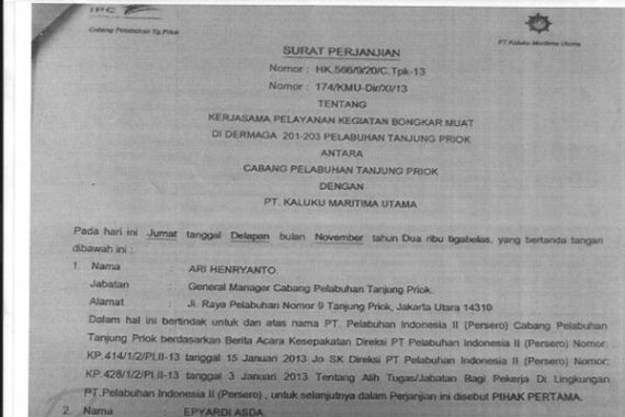 Beredar Dokumen Perjanjian PT Milik Anggota Fraksi PPP dengan Pelindo II - JPNN.COM