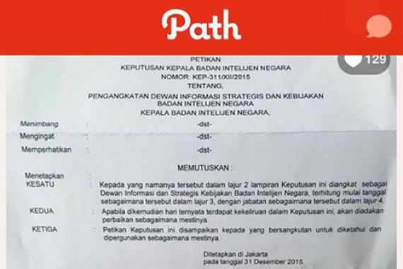 Pamer SK BIN di Path, Banyu Biru Bisa Dipidana - JPNN.COM