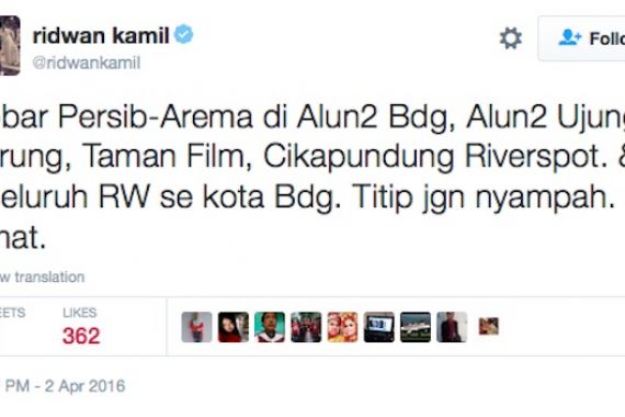 Warga Bandung Nobar Piala Bhayangkara, Kang Emil: Jangan Nyampah - JPNN.COM