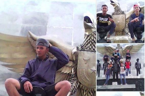 Alay yang Duduki Patung Pahlawan Revolusi Diuber Polisi - JPNN.COM