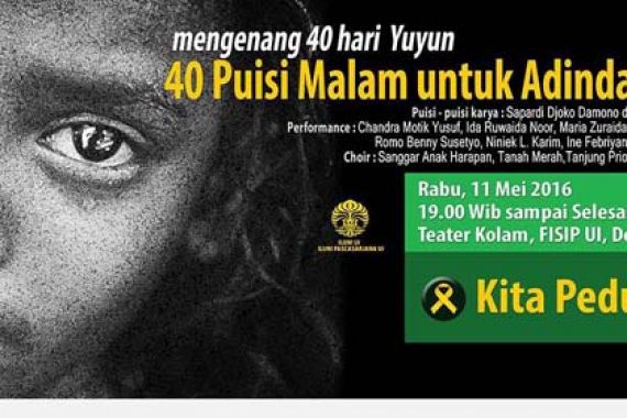 Kenang Yuyun, Iluni Gelar 40 Puisi Malam Untuk Adinda - JPNN.COM