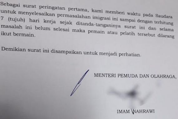 Kemenpora Ultimatum GTS Soal Dokumen Pemain-Pelatih Asing - JPNN.COM