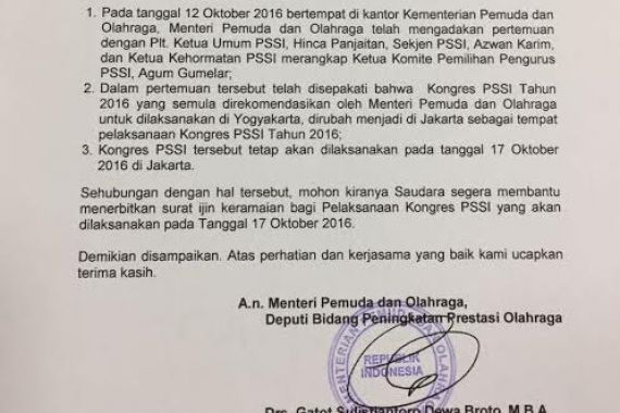 Mau Lihat Isi Surat Resmi Rekomendasi Kongres di Jakarta, Ini Penampakannya - JPNN.COM
