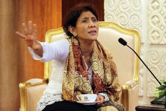Menteri Susi Bete Setelah Pulang Menemani Wapres Jusuf Kalla di Sulawesi Selatan - JPNN.COM