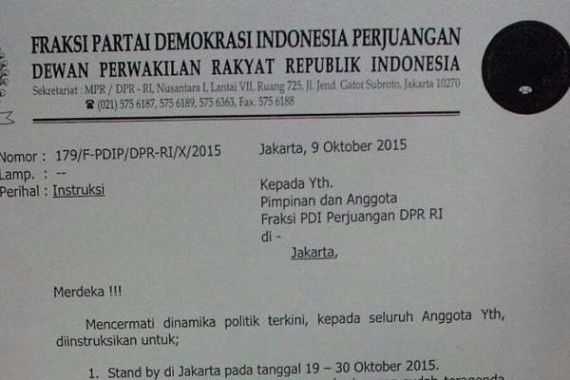 O.. Ini Toh Alasan FPDIP Minta Anggota Stand-by di Jakarta - JPNN.COM