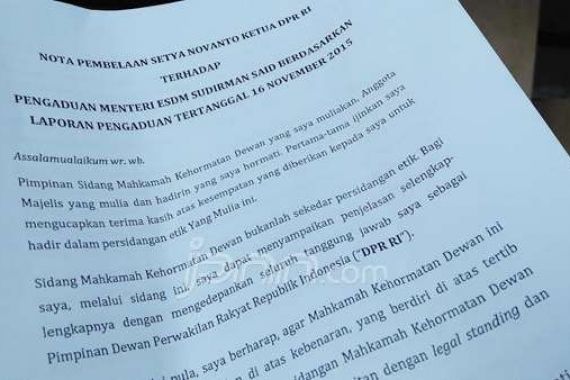 Mengharukan..Nota Pembelaan Papa Novanto Setebal 12 Halaman - JPNN.COM