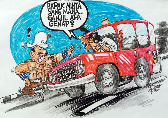 Ganjil Genap. Karikatur oleh Ashady/JPNN.com - JPNN.com