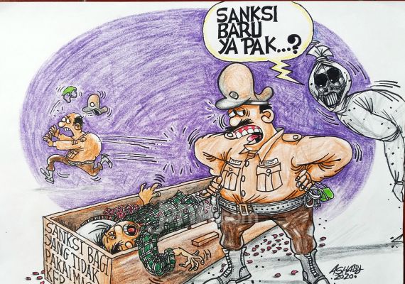 Sanksi Tanpa Masker. Karikatur oleh Ashady/JPNN.com - JPNN.com