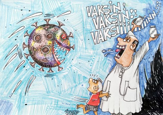 Janji Vaksin. Karikatur oleh Ashady/JPNN.com - JPNN.com