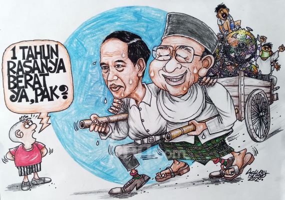 Satu Tahun Jokowi-Ma'ruf. Karikatur oleh Ashady/JPNN.com - JPNN.com