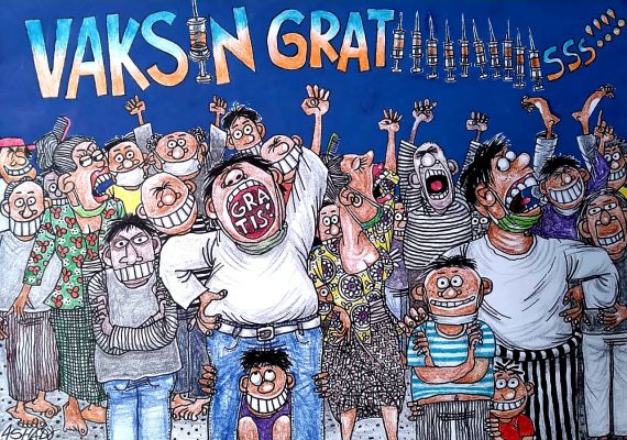 Vaksin Gratis. Karikatur oleh Ashady/JPNN.com - JPNN.com