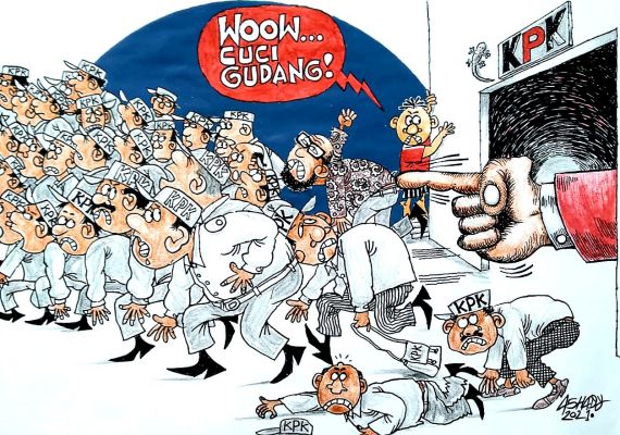 KPK Cuci Gudang. Karikatur oleh Ashady/JPNN.com - JPNN.com