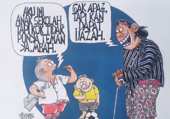 Tidak Punya Teman. Karikatur oleh Ashady/JPNN.com - JPNN.com