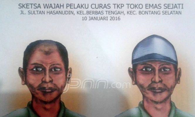 GEGER! Beredar Sketsa Wajah Perampok Toko Emas Bontang